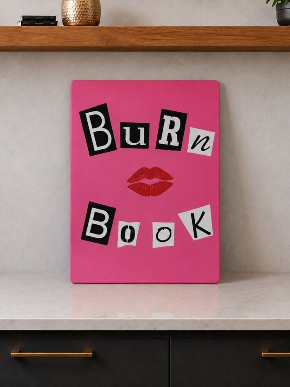 Mean Girls Burn Book Cutting Board | Pink Burn Book Kitchen Decor |